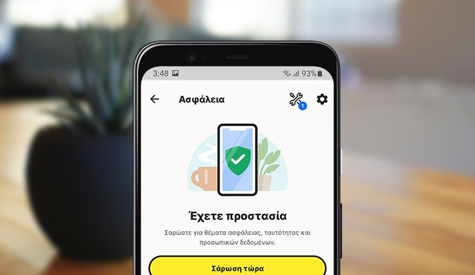 Κινητό τηλέφωνο που δείχνει την εφαρμογή Norton Mobile Security